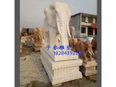 曲陽石雕廠家定做漢白玉大象雕塑，